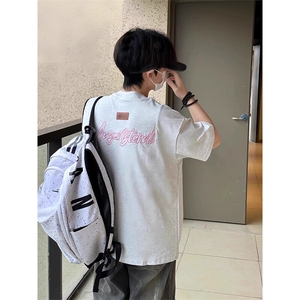 万针全刺绣工艺抖音得物高品质260克重磅纯棉双纱美式高街短袖T恤图片