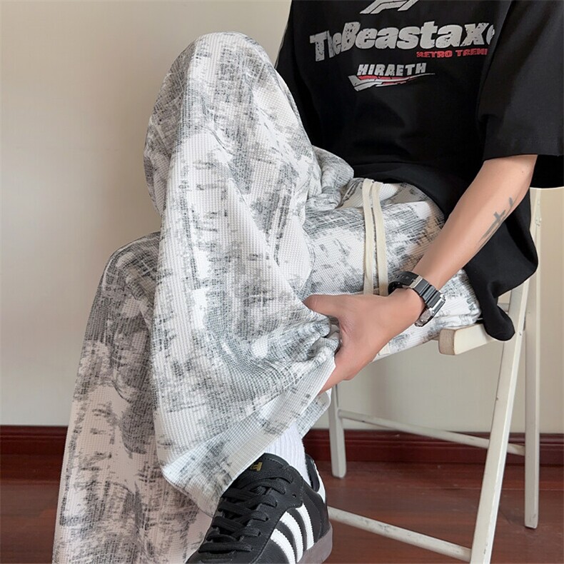 特批P26无差价夏季小众设计感华夫格扎染纹理感大码休闲裤男K5919，男装休闲裤，电商A001-1