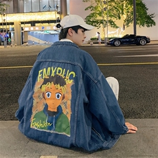 牛仔外套男春季新款美式嘻哈潮牌复古高街卡通印花夹克JK863-P68，男装夹克，星座1103-3