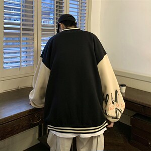 22秋 新款宽松休闲撞色情侣棒球夹克卫衣外套 B266-Y613-P75图片