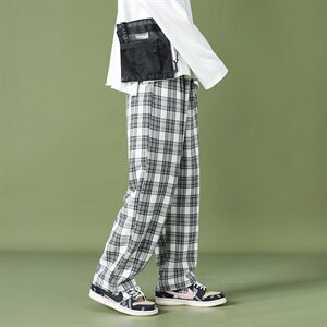 2021春夏港风格子裤子男中性风格子裤女直筒宽松DS-C407-6647-P40图片