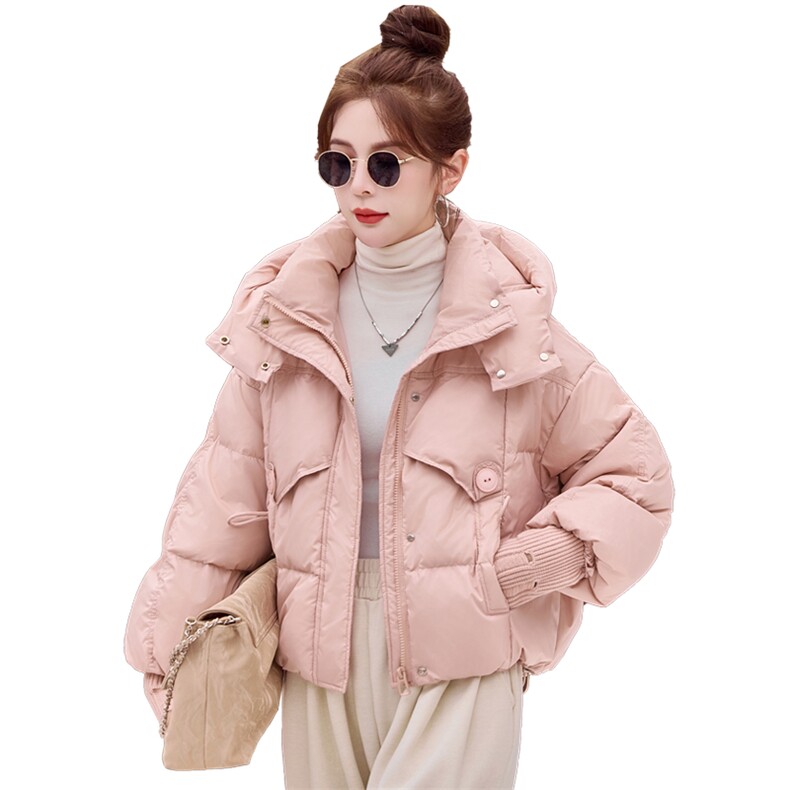 洋气减龄粉色短款羽绒服女2025冬季新款超好看连帽白鸭绒保暖外套,女装羽绒服,米雪儿