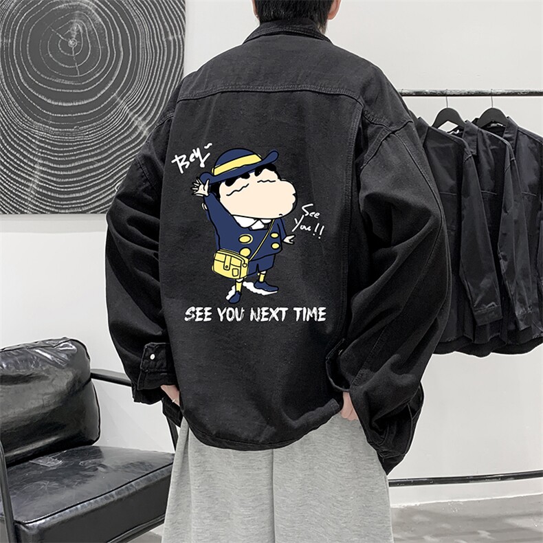 蜡笔小新牛仔夹克男大码牛仔外套男茄克NJ77240-P60,男装夹克,电商A040