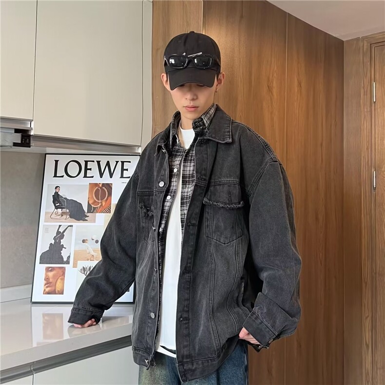 美式休闲复古水洗夹克男做旧宽松牛仔衣服BF02P65,男装工装外套,星座1116-2