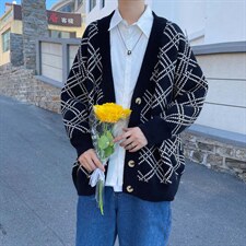 日系毛衣慵懒风2021年新款外穿宽松复古风开衫毛衣M133-P45，男装针织衫/毛衣，星座512-4
