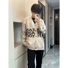 网图有货秋冬字母慵懒软糯毛衣复古针织开衫外套男女A1087-P50，男装针织衫/毛衣，星座1505
