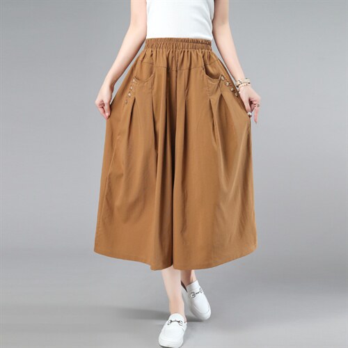 3色法式褶皱高腰显瘦宽松阔腿裤五分裤女夏季薄款短裤休闲大腿裤，女装休闲裤，奕阳依阁