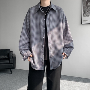 8XL-M长袖衬衫男夏季格子条纹衬衣宽松慵懒风防晒外套CS29005P45图片