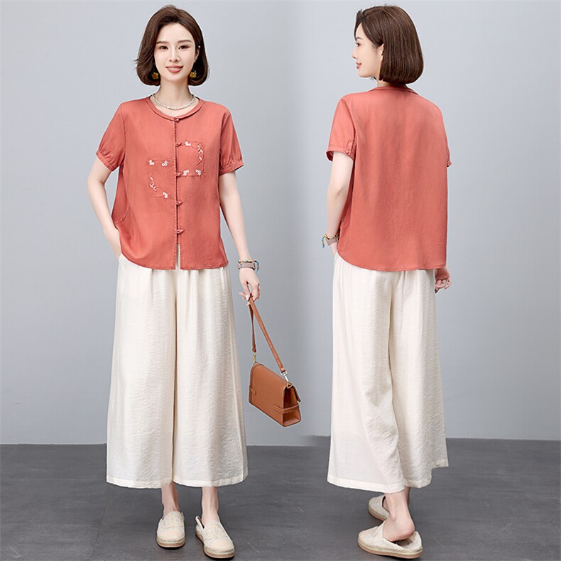 2025夏装新款简约时尚中式复古两件套，女装套装/套裙，阿丹