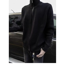 灰色立领针织开衫外套男秋冬情侣线衫cleanfit慵懒MY295-P49，女装短外套，星座1109-4