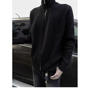 灰色立领针织开衫外套男秋冬情侣线衫cleanfit慵懒MY295-P49图片