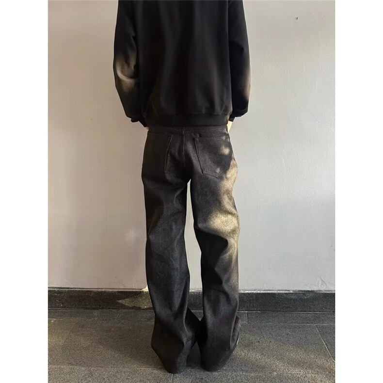 男复古水洗宽松门襟排扣裤子秋季新款直筒阔腿牛仔裤N3152-P47,男装牛仔裤,星座208-5