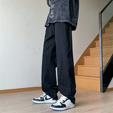 美式vibe裤子男ins潮百搭水洗破洞毛边牛仔裤男N01443-P45，男装牛仔裤，星座308B-1