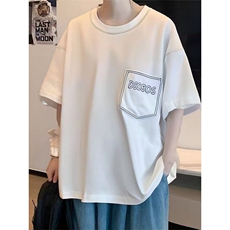 网络图现货假口袋T恤男短袖夏季宽松五分袖情侣衣服RHC139-P48，男装T恤，星座1005-4
