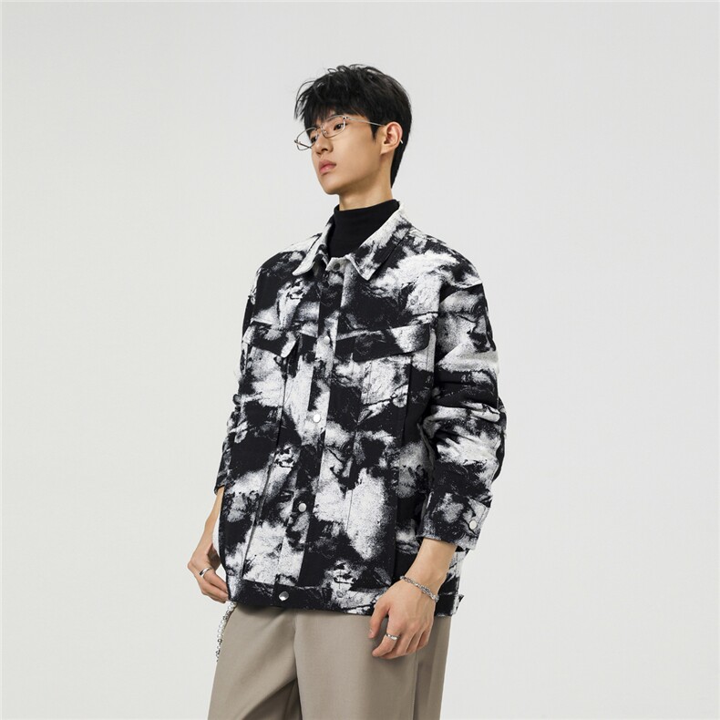 可二开定制扎染雾霾小香风面料大码M-5XL夹克男JK78082P79控128,男装夹克,星座227-7