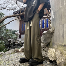 夏季新款风新中式盘扣宽松冰丝休闲西裤B315-K24045-特p30控58，男装西裤，电商B315