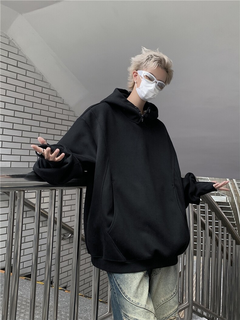 XZ222-1/23W01/常规P75/控88/加绒P85/控98重磅高领纽扣连帽卫衣,男装卫衣,星座809A(原222-1)