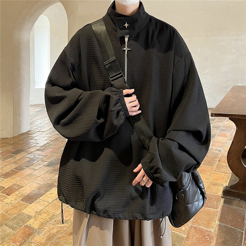 1港风华夫格金属拉链装饰大码M-5XL潮外套卫衣男WY8758P65控88，女装短外套，星座226-2