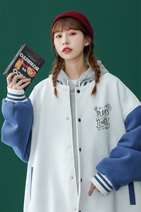 中性风 2026秋季新品手绘画字母印花棒球服夹克外套 -G77p65控88图片
