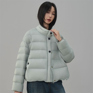 时尚拼色翻领短款羽绒服女2025冬季新款宽松休闲90白鸭绒保暖外套图片