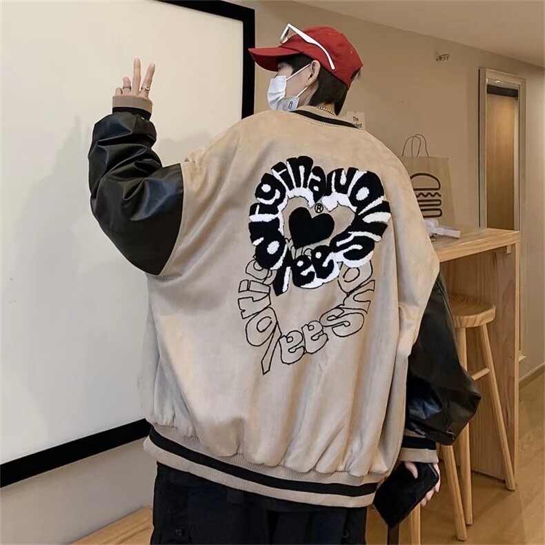 潮流夹克潮男春季仿麂皮绒拼皮夹克J52P65,男装夹克,星座1116-2