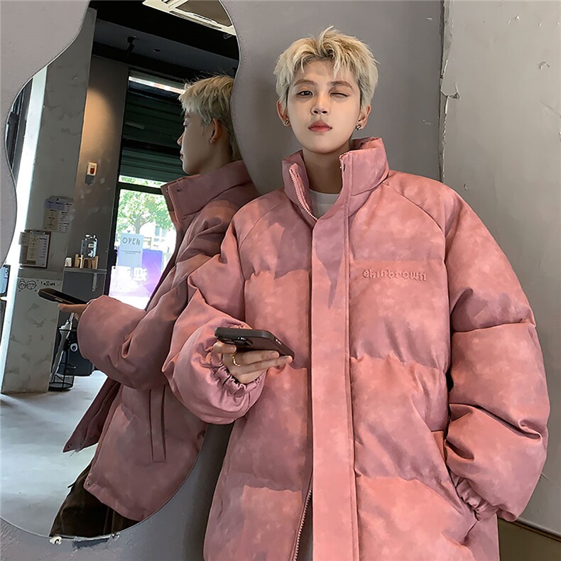 港风PU皮复古做旧设计钢印棉衣男MY77096P130控198抖控228，男装棉衣，星座227-7