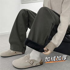 加绒加厚冬款男女休闲裤褶皱宽松保暖直筒长裤H79P65，男装棉衣，星座1013-1