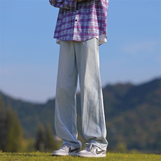 夏季浅色磨白莱赛尔冰丝薄款垂感直筒牛仔裤子N7338特批P45控68，男装牛仔裤，电商A247