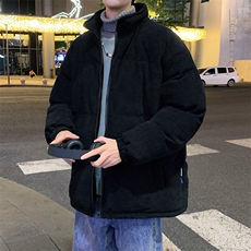 冬季加绒加厚立领大码棉衣青少年男女纯色百搭棉服外套6223-P100，男装棉衣，电商A441-1