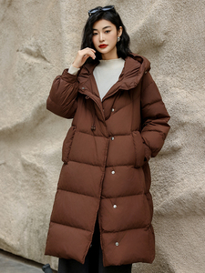 现货现货现货24冬季新款90白鸭绒长款直筒型羽绒服图片