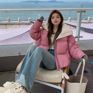 黑色棉服女2025年新款冬季小个子宽松面包服短款加厚保暖棉衣外套图片