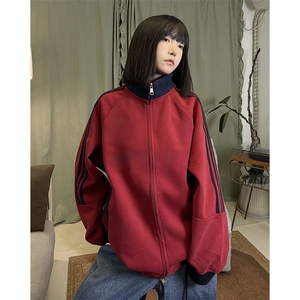 抖音得物高品质26春装美式高街重磅结构拼接织带立领卫衣外套CM42图片