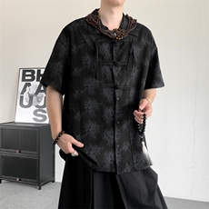 夏装2026小众新中式盘扣复古衬衫男女同款中性上衣唐装汉服汉服，男装衬衫，星座909