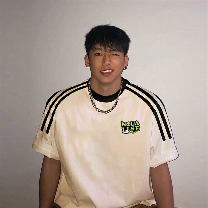 夏季美式高街重磅纯棉三条杠织带撞色男女短袖T恤ZD305-特P30,男装T恤,电商A486