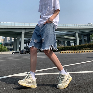现货 夏季美式复古毛边短裤五分乞丐破洞牛仔裤男 K5808-P35 控58图片