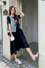 现货大货已出！！2025夏季新款两件套牛仔连衣裙女，女装套装/套裙，2C306
