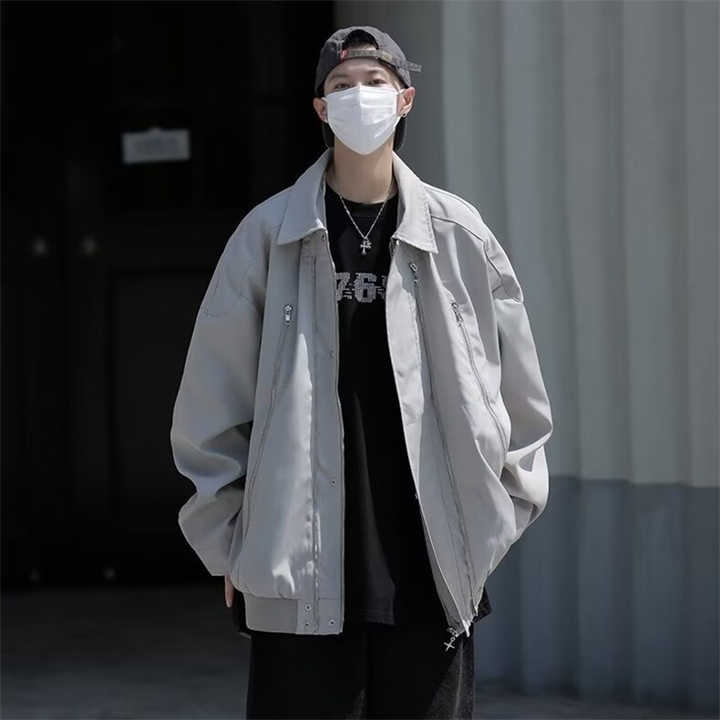 2023秋季新款拉链设计感美式高街夹克小众潮外套W137P70,男装夹克,星座1116-2