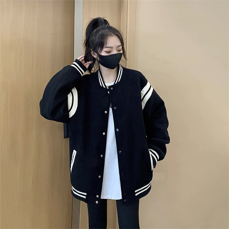J9896-P70新款潮牌华棉刷毛复合棒球服开衫外套加绒,女装短外套,星座617A-2