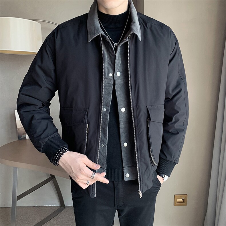 2025冬季店主风高级感假两件工装休闲宽松棉服外套男M957-P145,男装棉衣,电商A413