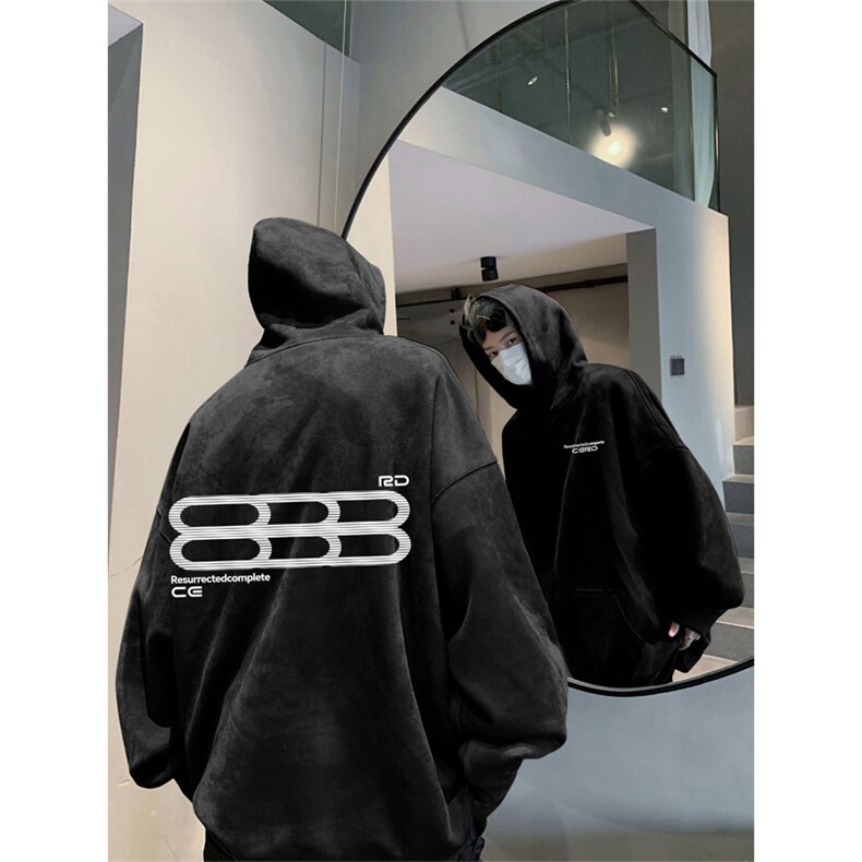 2025秋季新款美式潮牌设计感麂皮绒连帽卫衣wljp7421-特p45控79,男装卫衣,星座605(原A050)