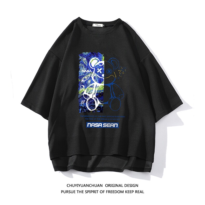 春夏季七分袖t恤男大码五分袖男短袖中袖  白底 Q11290-P30图片