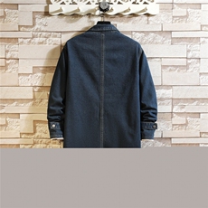 FY5025-P78M-5XL砖墙长款牛仔风衣大码网格，男装风衣，星座103A