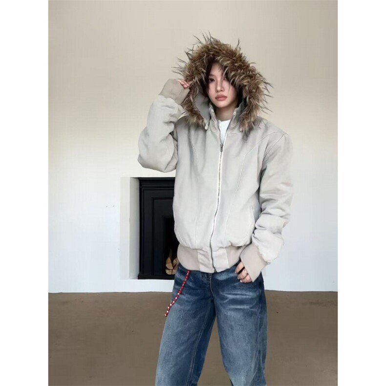 座山狮银狐夹克外套男款冬季加绒加厚美式cleanfit连帽座山雕棉服,男装夹克,星座1811B