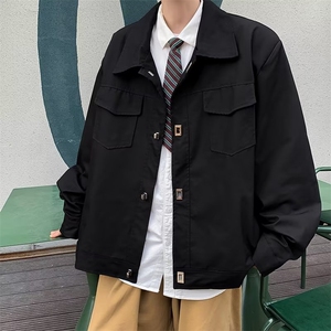 金属扣外套男街头春秋痞帅潮牌宽松高级感休闲翻领夹克图片
