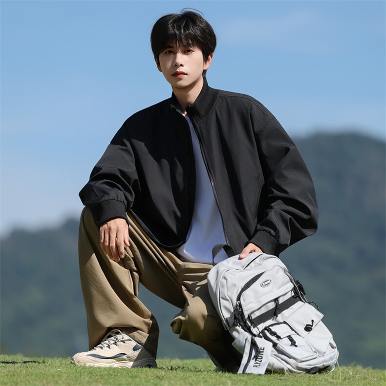 直播美式飞行员夹克男士潮流痞帅立领百搭工装外套6187-特P40图片