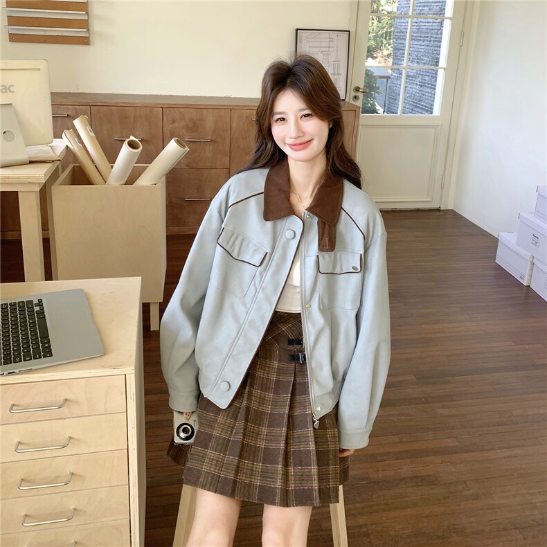已出货新品26春拼接灯芯绒皮衣短外套2C293-Q918-P170-K258,女装短外套,2C293