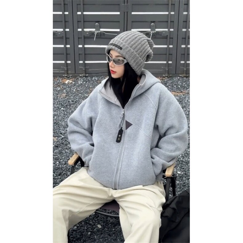 网图结构设计摇粒绒户外秋冬保暖连帽外套男女情侣装P75,男装棉衣,电商C306-1