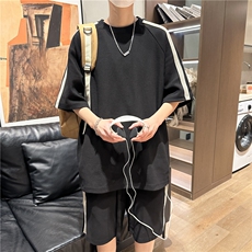 夏季短袖t恤休闲运动套装男士大码短裤子2023新款一套半袖上衣服，男装休闲套装，电商B278