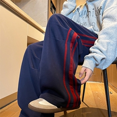 8XL-M美式复古三条杠休闲裤子加绒特大码阔腿卫裤KZ1935P60加70，男装休闲裤，电商B238