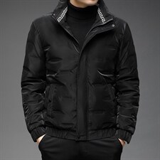 新款中年男士休闲立领羽绒服保暖纯色羽绒男上衣BJY08188-P170，男装羽绒服，电商B212（原钱塘6029）